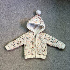Hanna Andersson Baby Gnome Hood Sweater Size 12-18 Months Flecked Fleece Lined Z